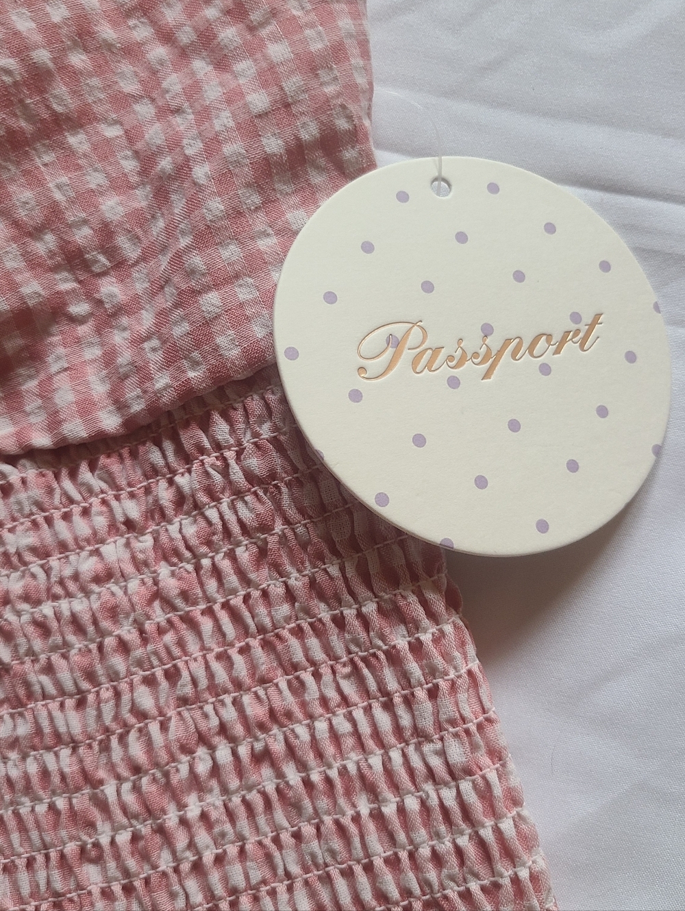 Passport Pink Gingham Smocked Tank with Lace Trim - Picture 2 of 3